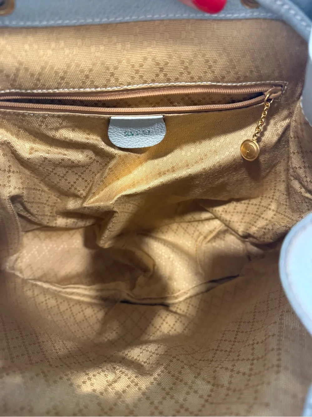 Gucci Light Blue Suede Bamboo Backpack